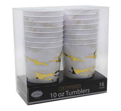Marble Gold  Premium Plastic 10oz Tumbler 16CTK