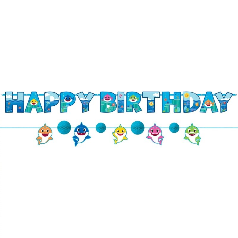 Baby Shark Happy Birthday Cardstock Banners, 2ct