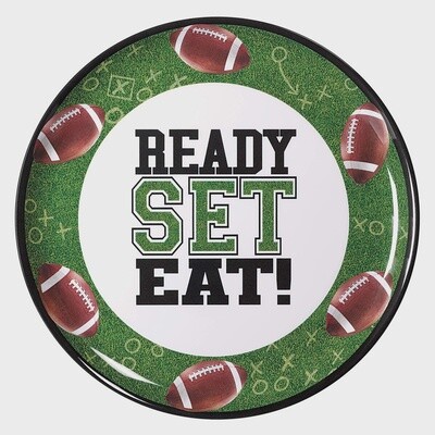 Go Fight Win Football Melamine Round Platter