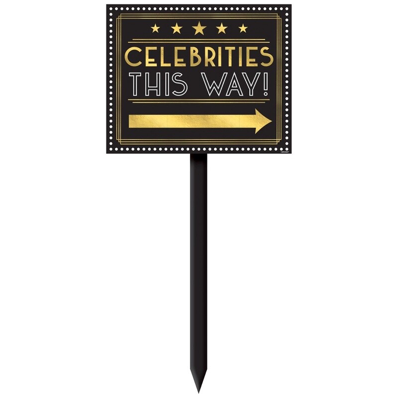 Metallic Celebrities This Way MDF Yard Stake, 12.9in x 28.5in - Awards Night