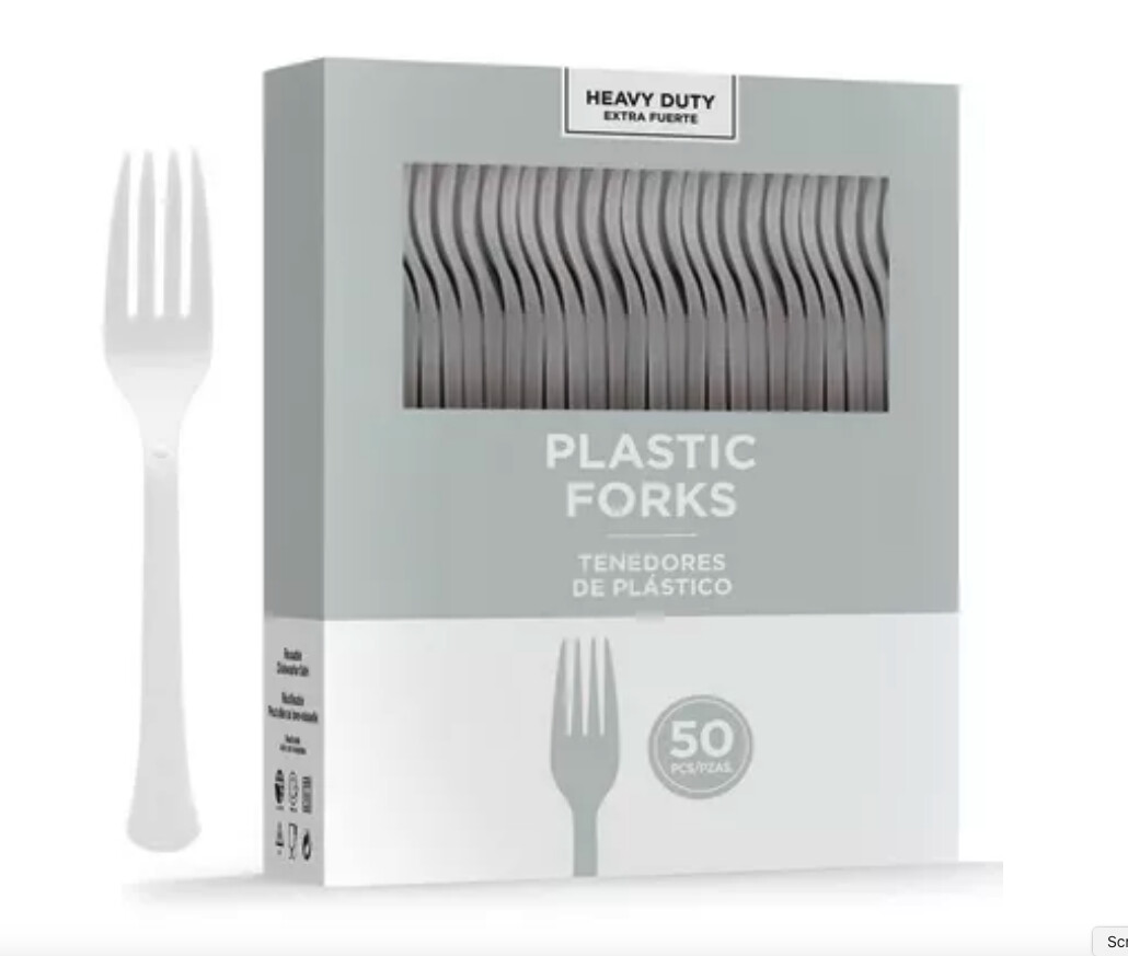 Heavy-Duty Plastic Forks, 50ct, Color: Silver