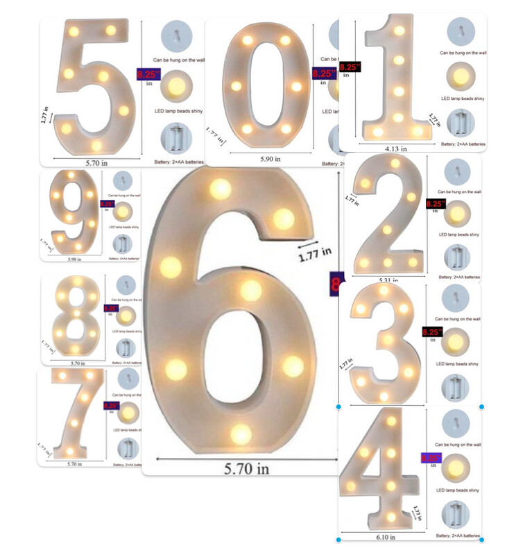 8.25&quot; LED LIGHT UP NUMBER-