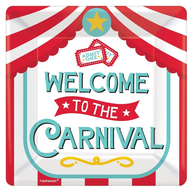 Carnival Square Plates, 7&quot; 8ct