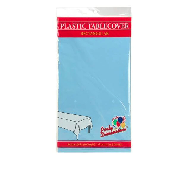 RECTANGULAR PLASTIC TABLECOVER 54" X 108", Color: baby-BLUE