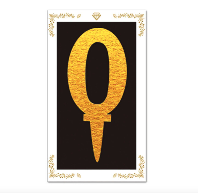 GOLD- MIRRORED NUMBER ACRYLIC CAKE TOPPER, NUMBERS: 0