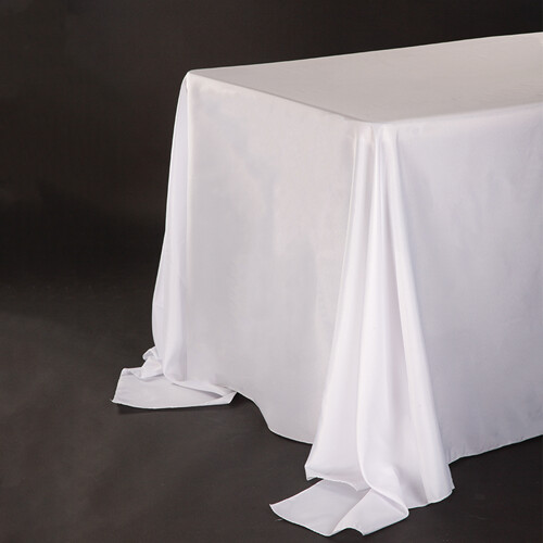 RECTANGLE POLYESTER TABLECLOTH, 1PC/PACK   90&quot; x 132&quot;, Color: White
