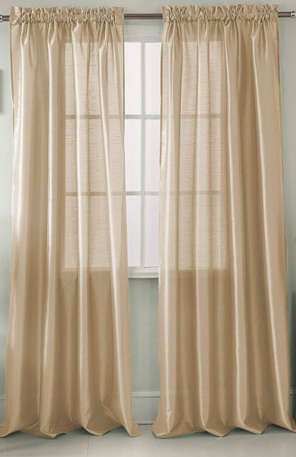 Nikki Premium Rod Pocket Curtain One Panel 54&quot; x 90&quot;, Color: BEIGE