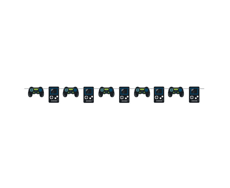 Gamer Birthday Diecut Controllers Garland  7 ft