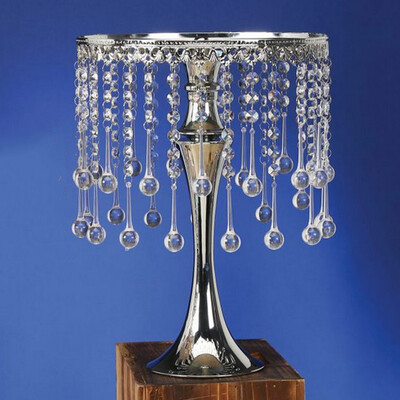 CRYSTAL BEADED CAKE STAND &amp; CENTERPIECE, L,15.75"Hx12"D