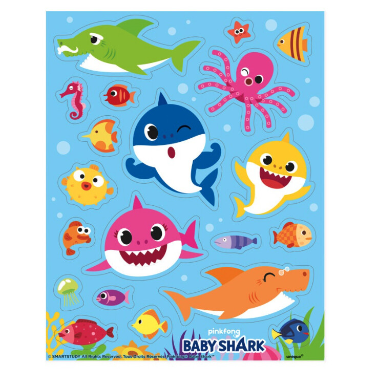 Baby Shark Sticker Sheets  4ct