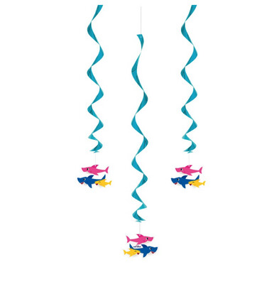 Baby Shark Hanging Swirl Decorations  26  3ct&quot;
