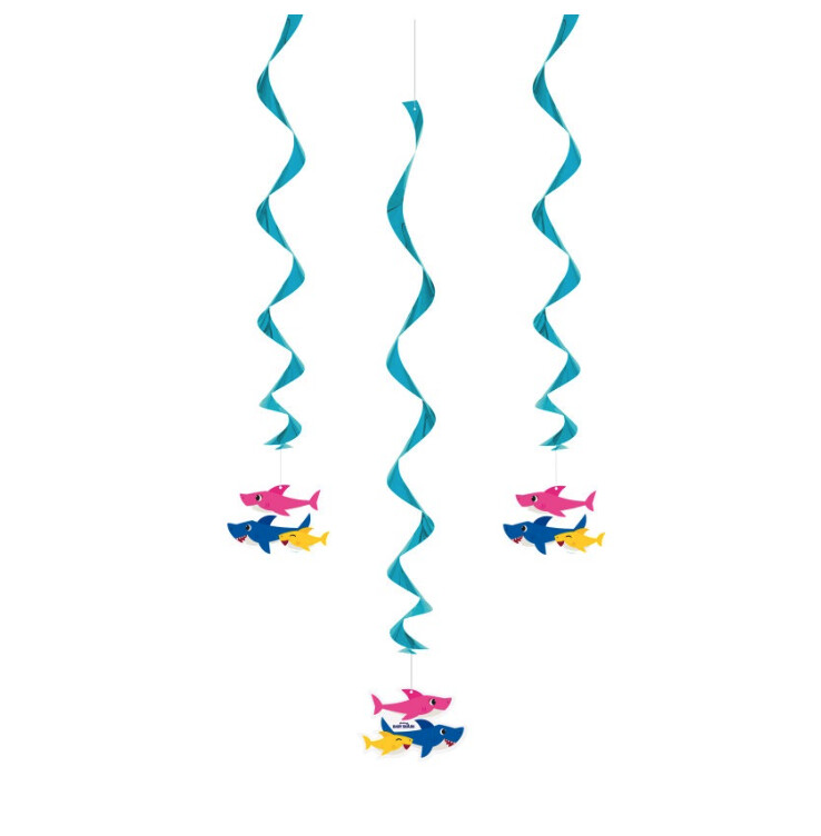Baby Shark Hanging Swirl Decorations  26  3ct&quot;