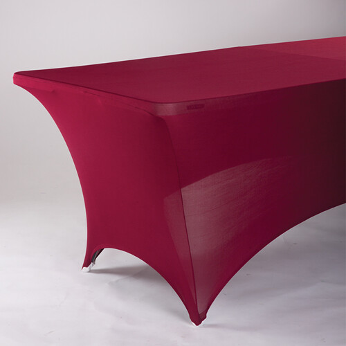 SPANDEX 6′ RECTANGLE TABLE COVER, 1 PC/BAG, Color: BURGUNDY
