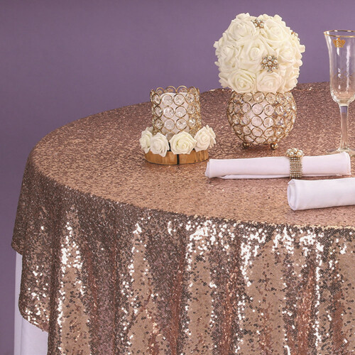 SEQUIN OVERLAY 72&quot; X 72&quot;, Color: ROSE GOLD