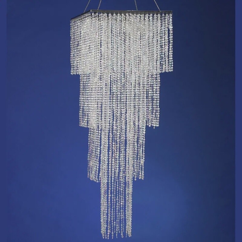 4 TIER SQUARE ACRYLIC CHANDELIER, 47″Hx17.75″D, 1PC/BAG
