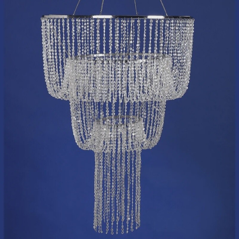 CASCADE ACRYLIC CHANDELIER, 33″Hx23.75″D, 1PC/BAG