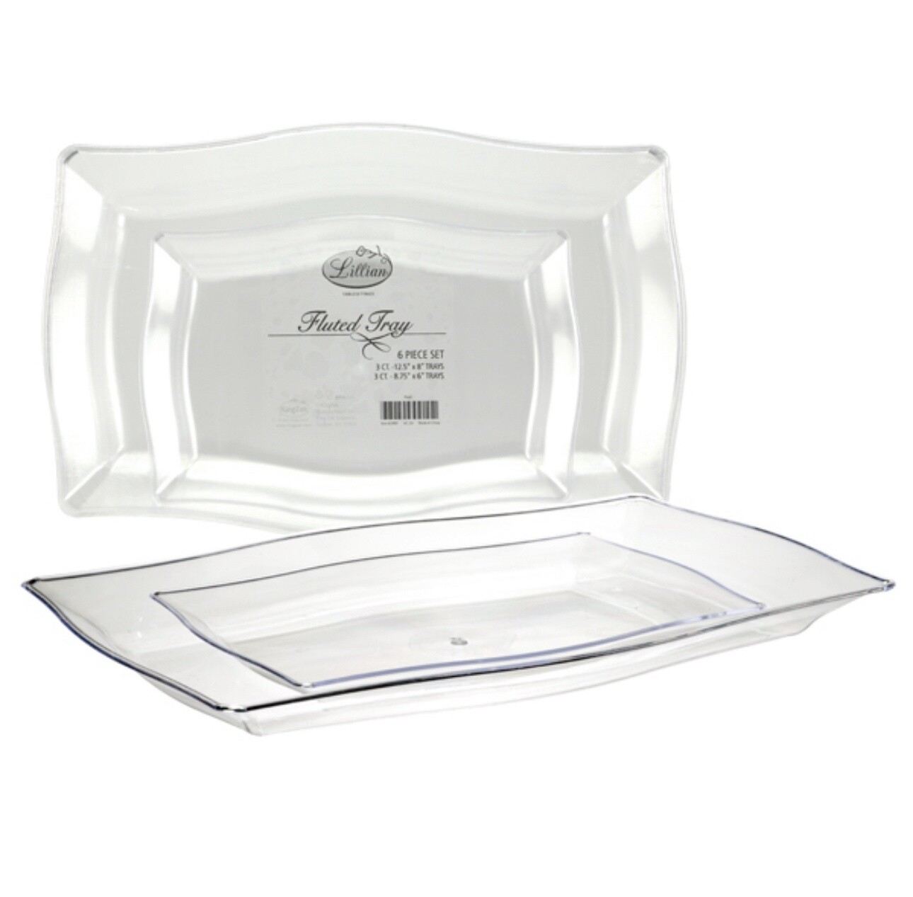 Clear fluted tray combo 6ct