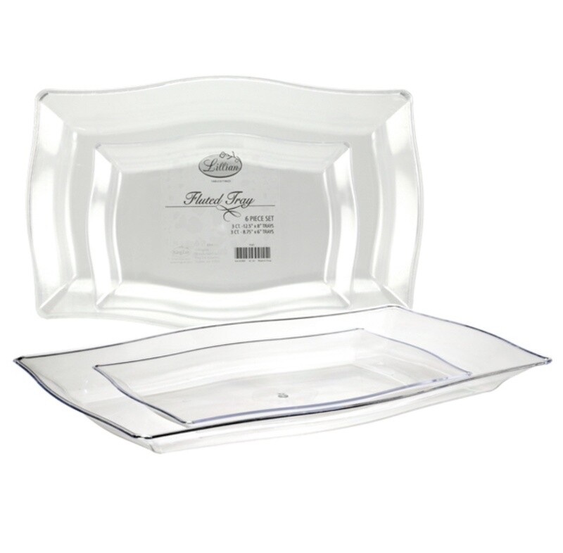 Clear fluted tray combo 6ct
