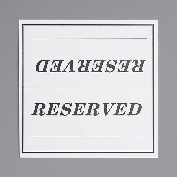 6&quot; x 3&quot; Double-Sided &quot;Reserved&quot; Table Tent Sign - 25/Pack