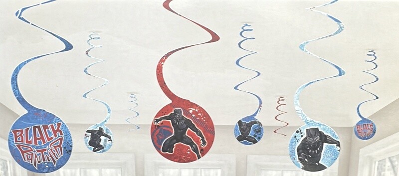 Black panther swirl decorations 8pc