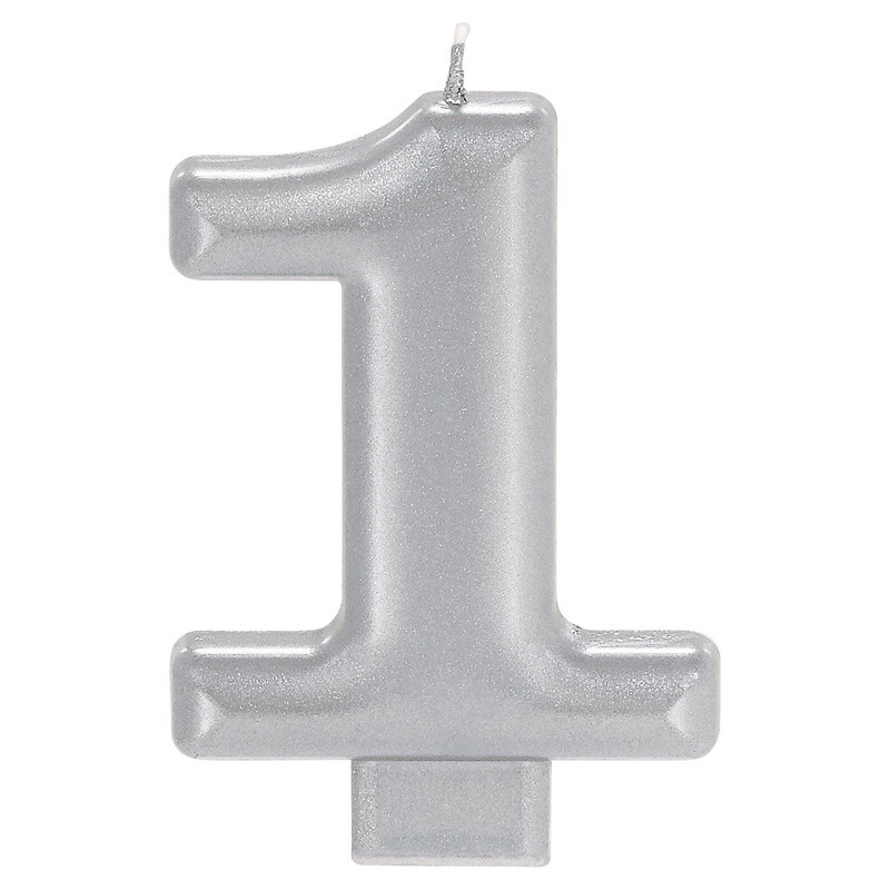 Silver Number  Birthday Candle