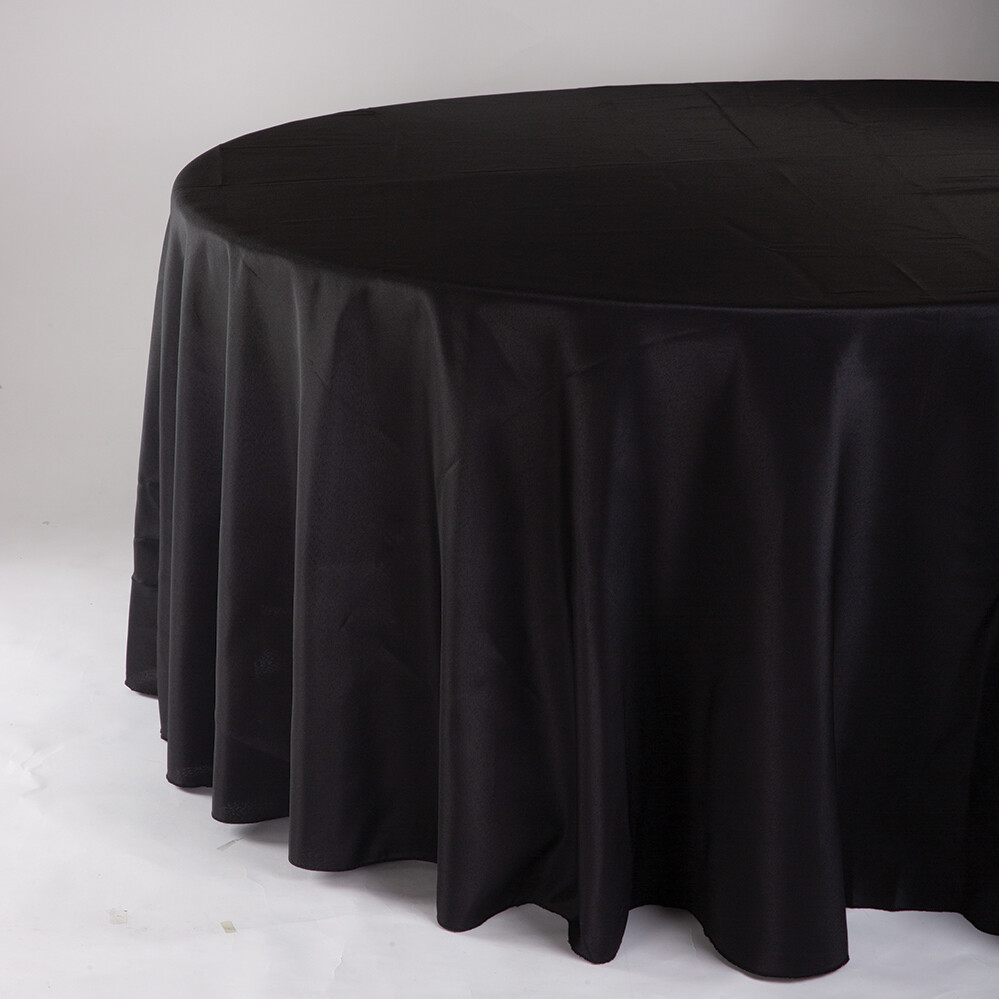Round polyester tablecloth 120&quot;, Color: Black