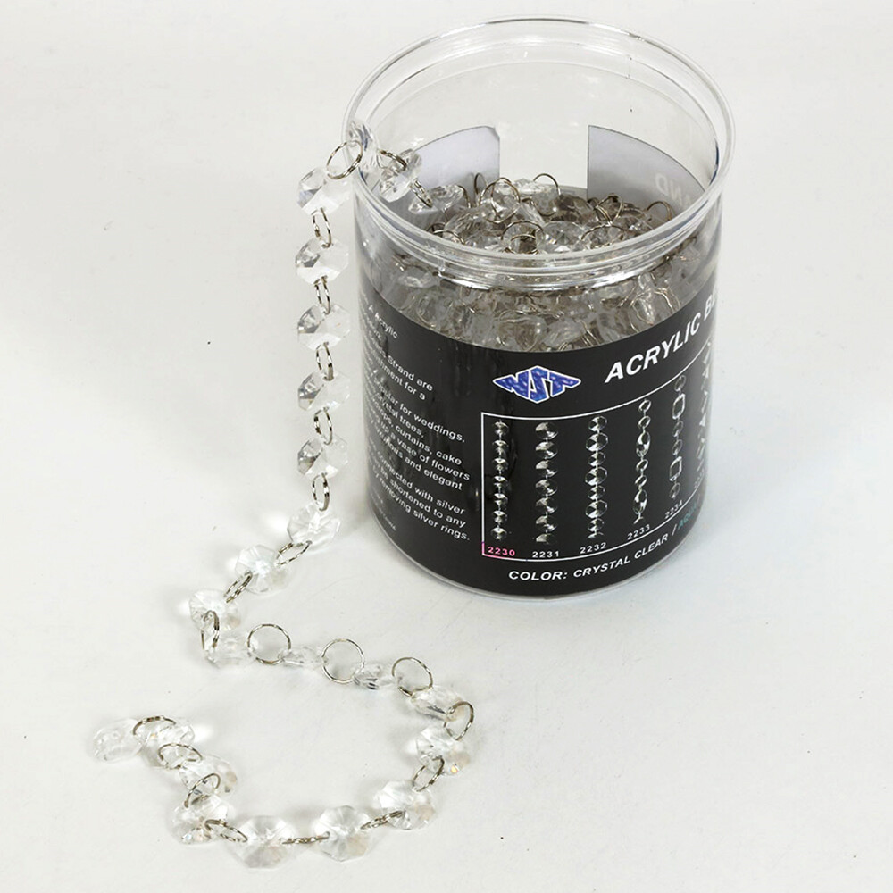 14MM OCTAGON ACRYLIC STRAND, 12 YDS/PVC BOX