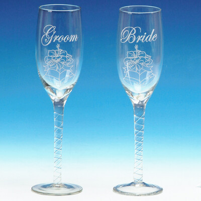 8.25&quot; CHAMPAGNE GLASS, &quot;Bride&amp;Groom&quot;6.0 OZ, 2PCS/BX