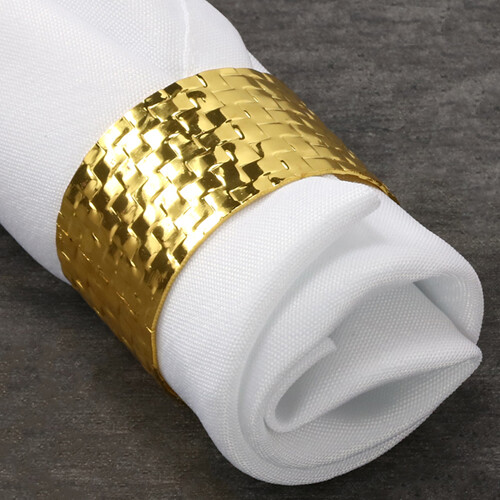 METAL WEAVE NAPKIN RING, 6 PCS/PVC BOX, Colour: Gold