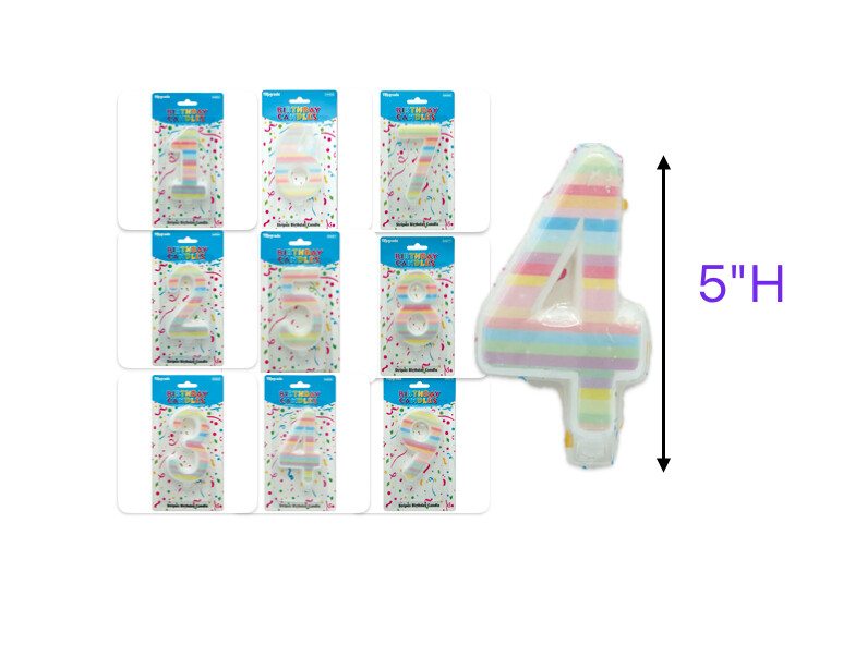 Rainbow number candle 5”