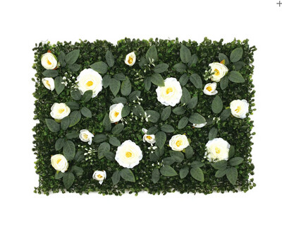 ARTIFICIAL GRASS BOXWOOD W FLOWERS 16&quot; X 24&quot;