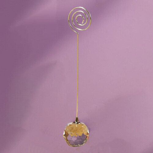 8.5&quot;WIRE PLACE CARD HOLDER W/CRYSTAL BALL BASE