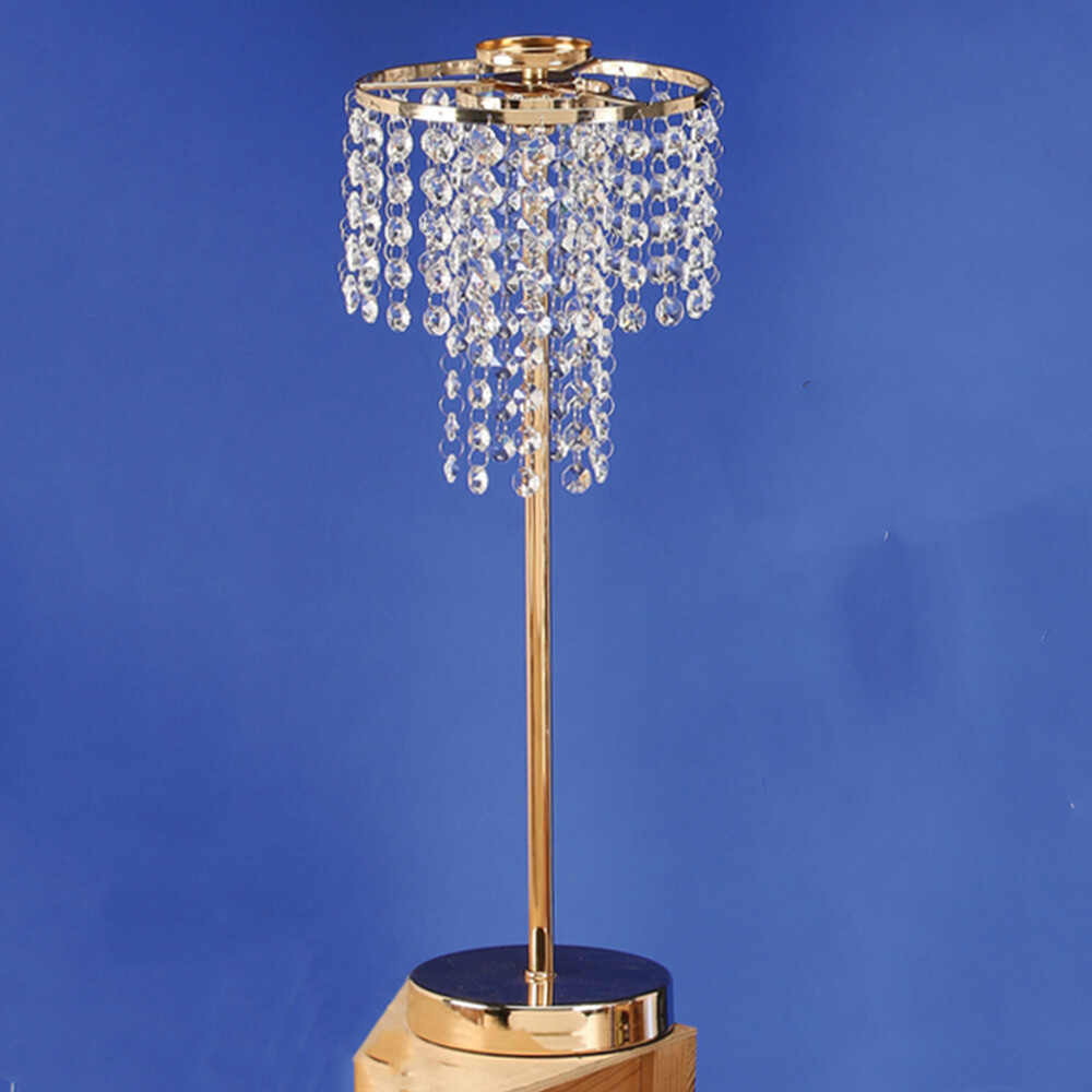 CENTERPIECE RISER W/ CRYSTAL STRANDS, L,21&quot;, 1PC/BOX, Colour: Gold