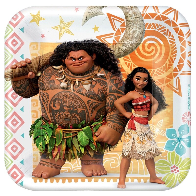 Disney Moana Square Plates, 7&quot; 8ct