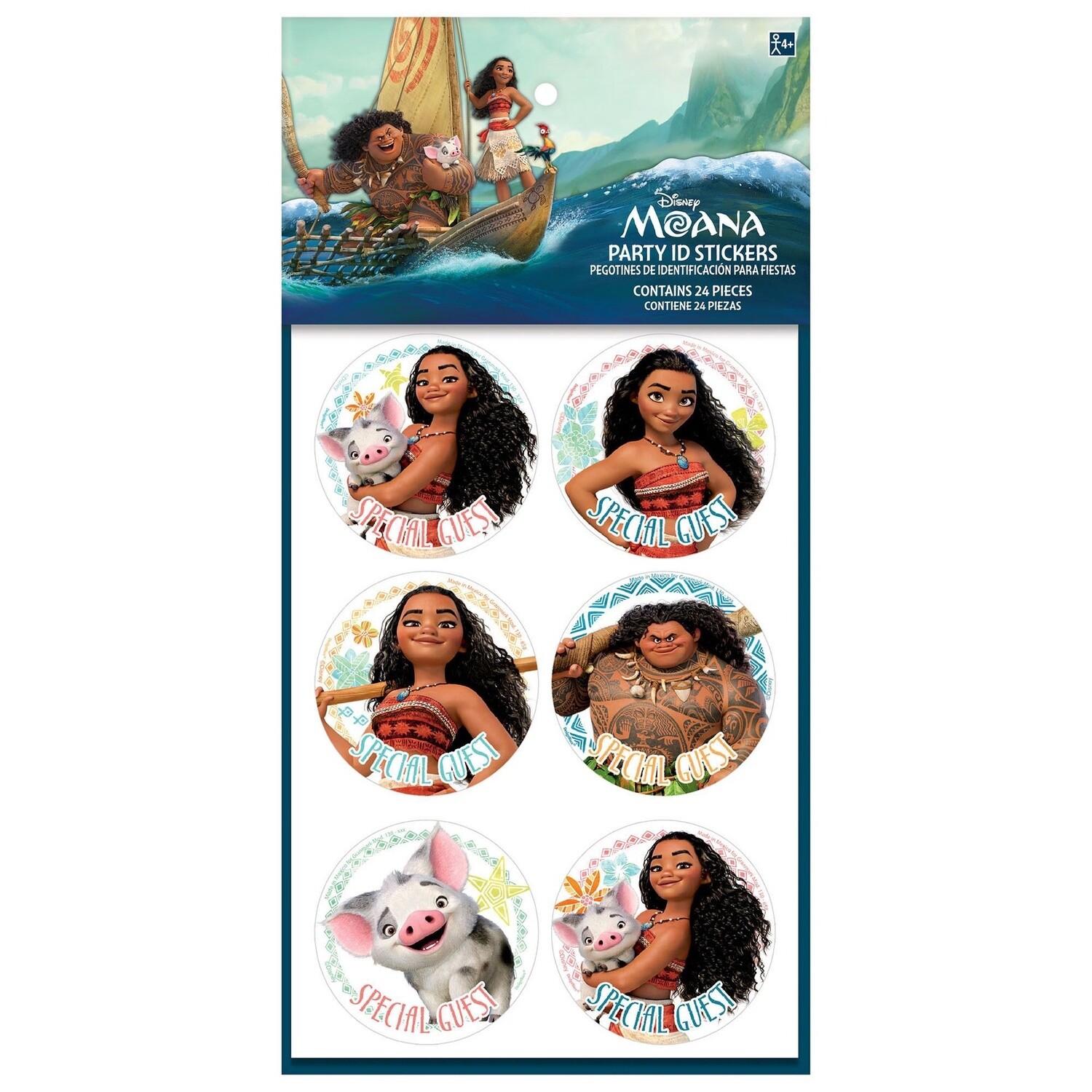 Disney Moana Party ID Stickers 24pcs