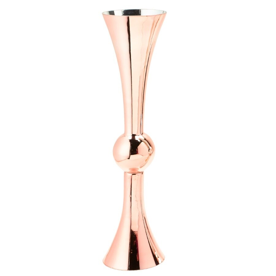 Double Sided Trumpet Glass Vase 24&quot;, Color: Rose Gold