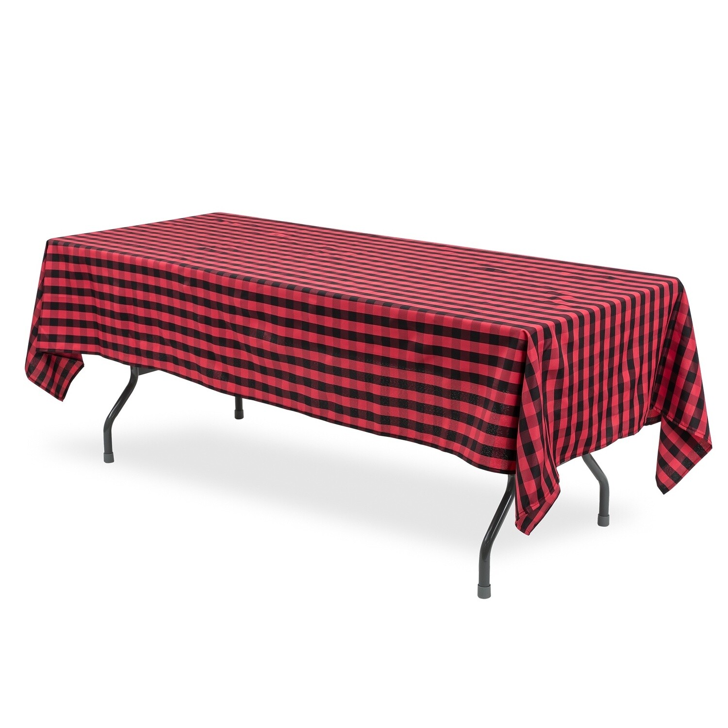 Buffalo Plaid Rectangle Polyester Table Cover 60&quot; x 102&quot; - Red &amp; Black