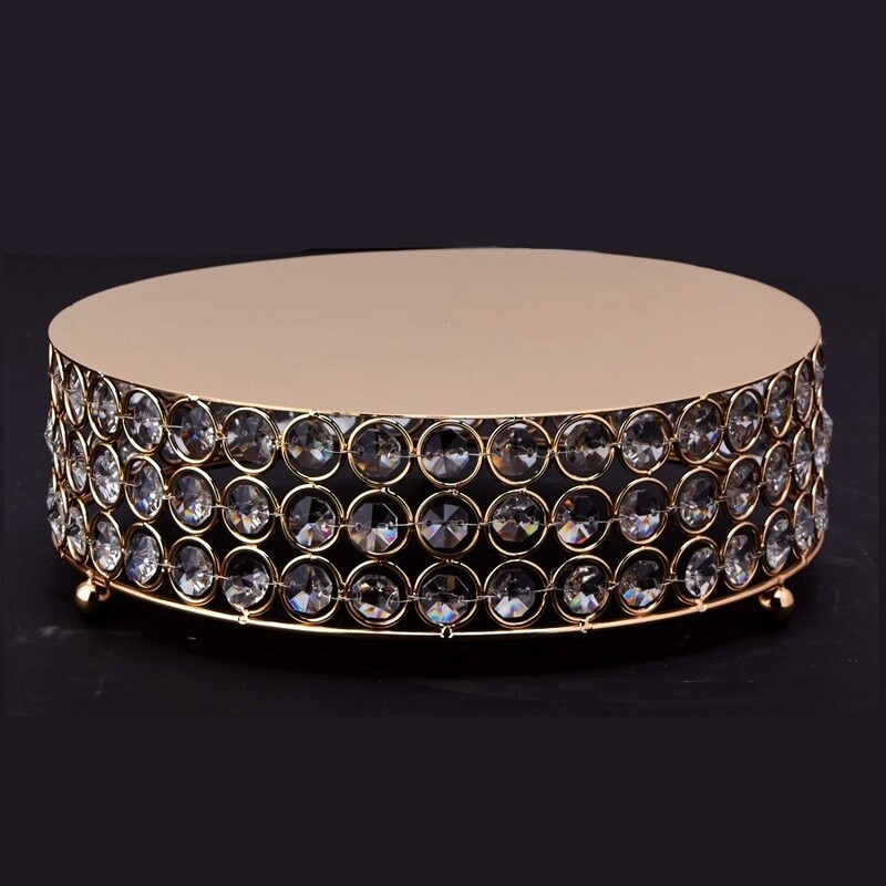ROUND METAL CAKE STAND W/CRYSTALS1PC/BOX