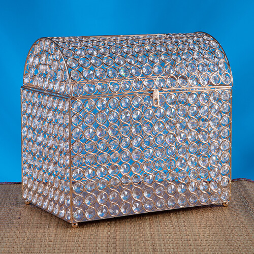 12&quot;L x 8.5&quot;W x 11.25&quot;H CRYSTAL MONEY CHEST, 1 PC BOX, Color: GOLD