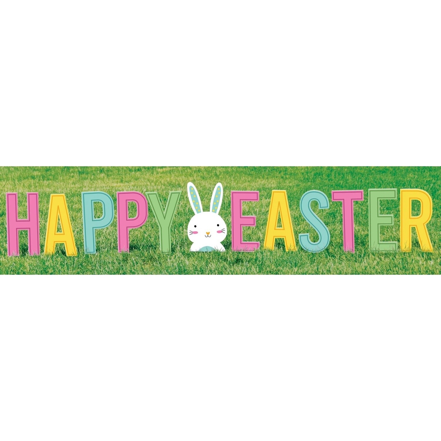 Happy Easter Letter Yard Signs – Corrugated Plastic with Metal Stakes (13 3/5"–15 1/2")