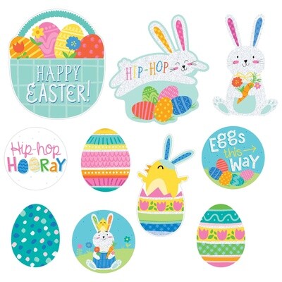 Mini Glitter Easter Cardstock Cutouts, 10ct