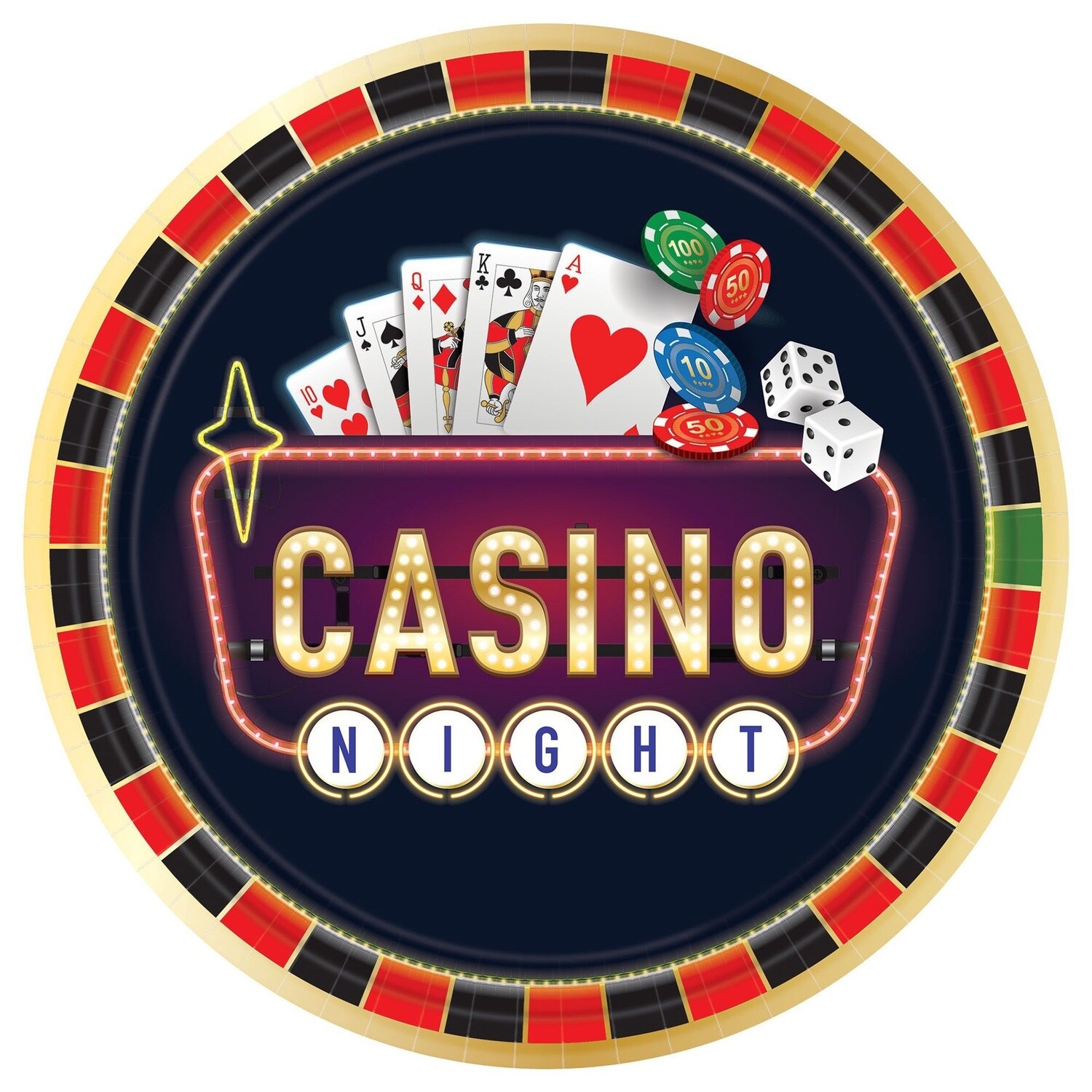 Roll The Dice Round Plates, 10 1/2&quot; 8ct