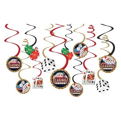 Roll the Dice Casino Swirl Decorations 12ct