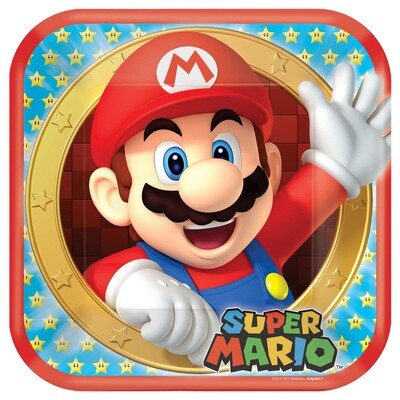 Super Mario Brothers™ Square Plates, 9&quot; 8ct