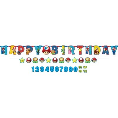 Super Mario Add an Age Birthday Banner Set, 2pc