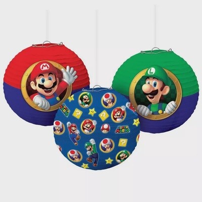 Super Mario Paper Lanterns, 9.5in, 3ct