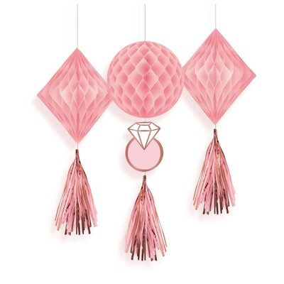 Blush Wedding Honeycomb Decorations 3ct