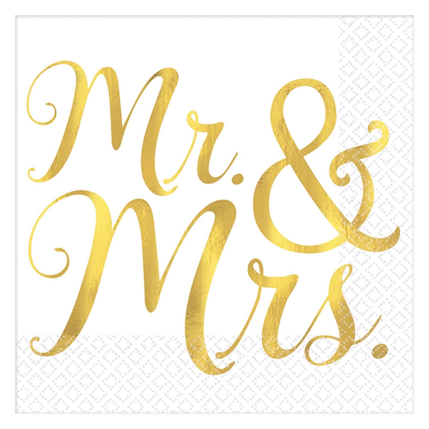 Mr. &amp; Mrs. Hot Stamp Beverage Napkins 16ct