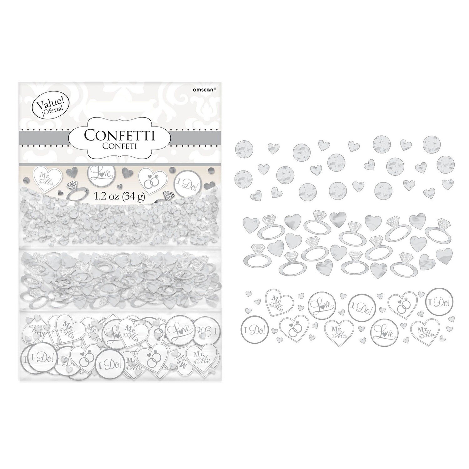 I Do &amp; Ring Value Confetti- White 1.2OZ