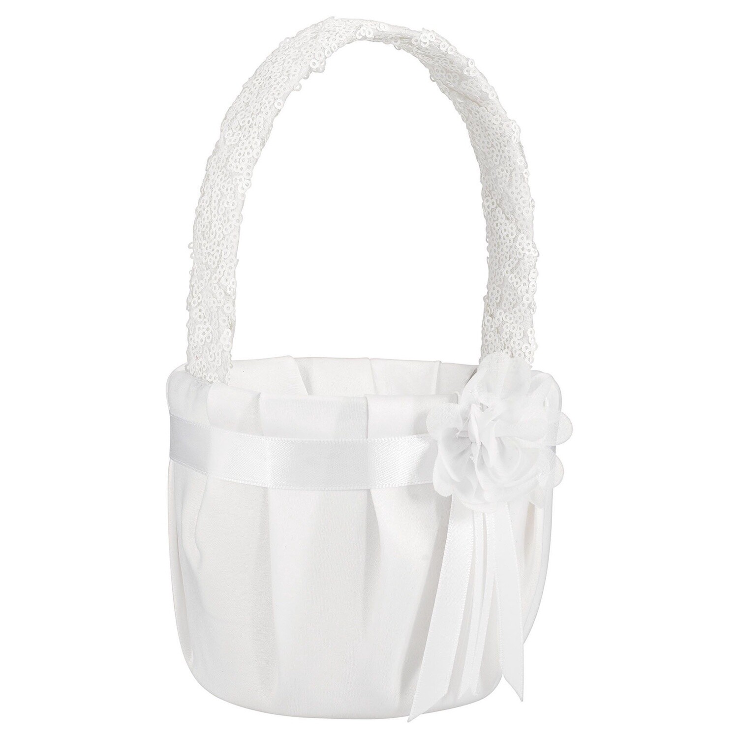 White Sequin Flower Girl Basket